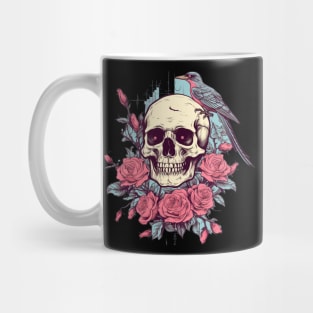 Floral Skull and Birds Mug